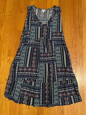 Sonoma Navy Patterned Sleeveless Mini Dress